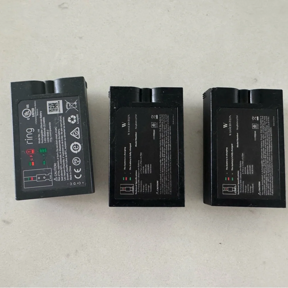 3 Black RING DOORBELL Rechargeable Battery Pack for Electronics